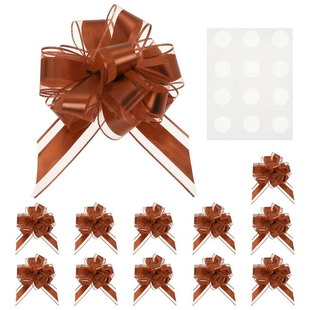 Uxcell 12 pack Large Bows for Gift Wrapping, Reusable Ribbon Bow Brown