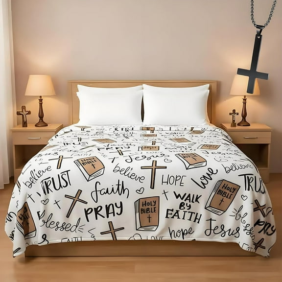 Super Soft Christian Bible Jesus Throw Blanket-Cozy Up with Faith, Warm Cozy Christ Religious Flannel Prayer Blanket, Transform Your Relaxation Time Into A Moment of Faith (60"x50"(152cm*127cm))