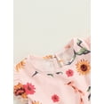 thumbnail image 6 of vera natura Little Girl Summer A-Line Dress Floral Print Flying Sleeve Round Neck Casual Dress, 6 of 8