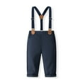 thumbnail image 6 of Ketyyh-chn99 Baby Boy Clothes Suits Infant Gentleman Outfits Toddler Kids Baby Boys Outfit Gentleman Striped Shirt with Bowtie Long Suspender Pants Overalls Clothes Size for 6-9 Months,Navy, 6 of 9