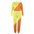 thumbnail image 5 of CFLVAEK Plus Size Womens Sweatsuits 2pcs Sets Fashion Color Blocked Graphic Shirts and Drawstring Pants Spring Fall Workout Outfits Set with Pocket Orange L, 5 of 6