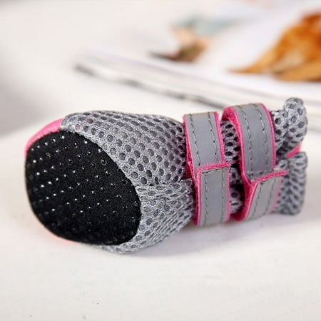 FRCOLOR Summer Breathable Mesh Small Dog Shoes Nonslip Sole Dog Boots Size S (Rose red)