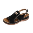 thumbnail image 5 of Rokment Women's Orthopedic Wedges Gladiator Sandals Comfortable Fashion Leather Peep Open Toe Arch Support Non Slip Walking Work Platform Slingback Sandals for Woman Black Size 6, 5 of 7