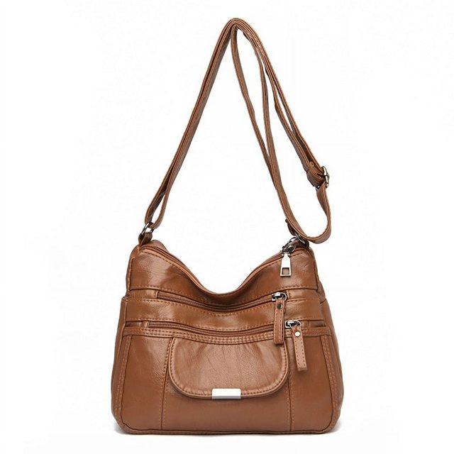 Bolso de hombro multicapa de moda para mujer, estilo de llegada, bolso cruzado de cuero suave de PU que combina con todo, bolso para madre de mediana edad para mujer