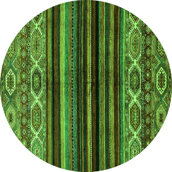 Ahgly Company Indoor Round Abstract Green Modern Area Rugs, 5' Round
