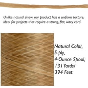 The Beadsmith Artificial Sinew – Waxed Polyester Cord, Natural Color, 5-Ply, 4 oz, 131 yds / 394 ft