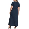 thumbnail image 3 of Mengpipi Women's Plus Size Casual Short Sleeve Crewneck Dress Flowy Tiered Loose Maxi Dress with Pockets Navyblue 1X-5X, 3 of 14