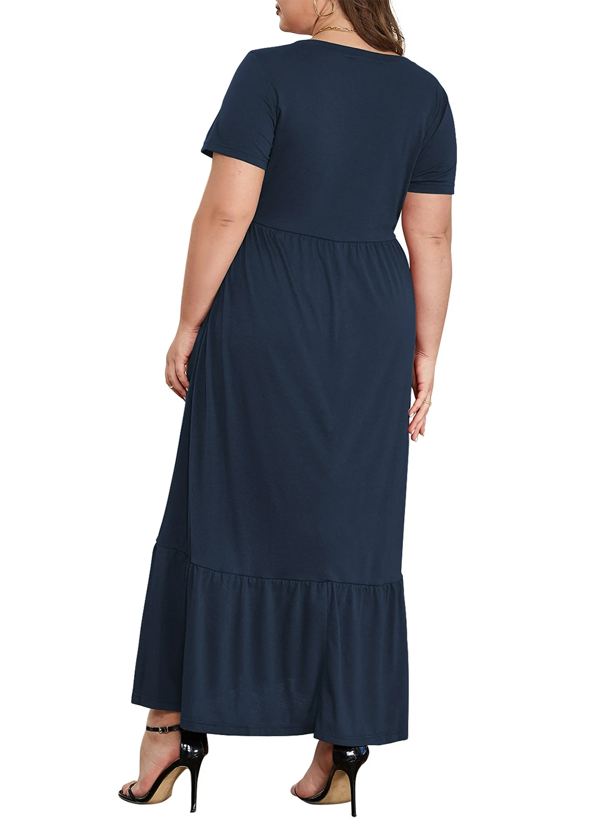 Mengpipi Women's Plus Size Tiered Maxi Dress with Pockets photo 2