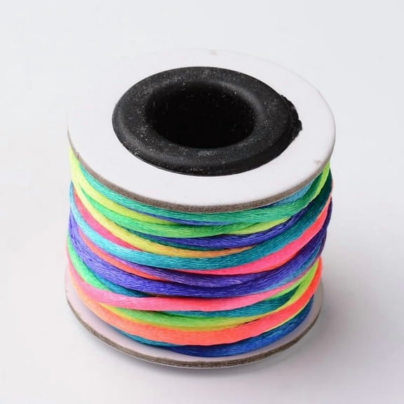 2 mm 10 Yards Colorful Satin Nylon Cord Silky Smooth Nylon String for Jewelry Making Bracelet Necklaces Beading Thread Rattail Macrame Chinese Knot Craft Nylon