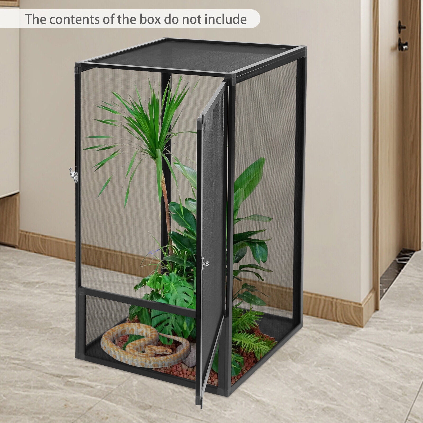 Modern Reptile Pet Feeding Enclosure Black Reptile Pet Feeding Net Box for Reptiles and Small Insects