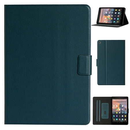Dteck Folio Case for Kindle Fire HD8 (2018/2017/2016 release), Slim Fit Book Cover Design Multi-Angle Stand PU Leather Case Cover, Deep Green