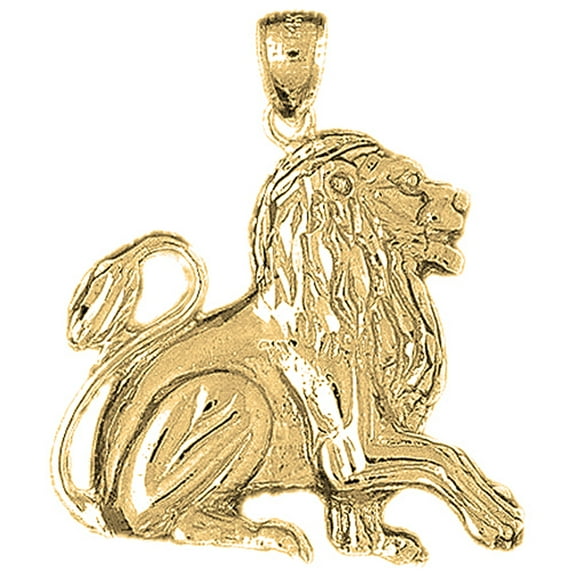 18K Yellow Gold Lion Pendant - 35 mm