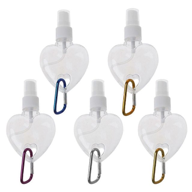 50ml Reusable Portable Heart Shaped Alcohol Spray Bottle Hand Sanitizer Travel Small Size Holder Hook Keychain for Carri