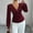 Red, variant on Women's Handcrafted Pearl Blouse Deep V-Neck Ruched Waist Party Tops Trendy Stretch Long Sleeve Shirt in Burgundy for Work, Date Night & Evening Red