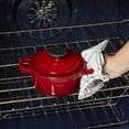 thumbnail image 5 of Smith & Clark 1-Quart Enameled Cast Iron Dutch Oven Round Pot with Lid, Red, 5 of 8