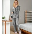 thumbnail image 2 of Doublju Women's Long Sleeve Henley Pajama Sleepwear 2 Pcs Set, 2 of 2