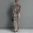 thumbnail image 7 of BRELIL Women's Turtleneck Long Sleeve Two Piece Outfit Set Wide Leg Pants Lounge Matching Sweatsuit Fall Winter Casual Pullover Top Loungewear Vacation Travel Tracksuit, Brown L, 7 of 7
