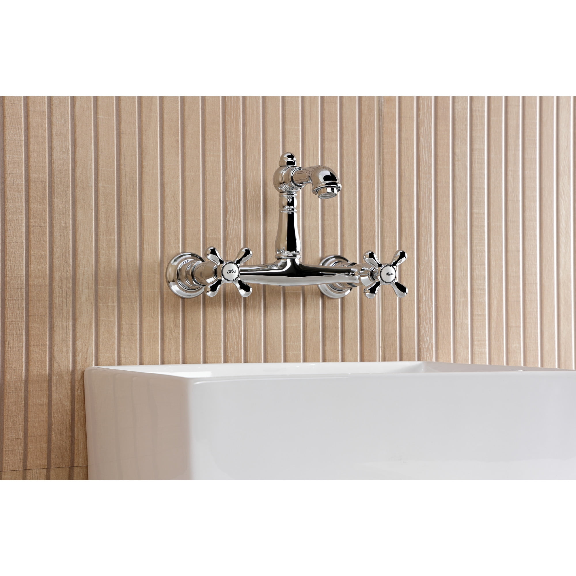 Kingston Brass KS7251AX English Country Double-Handle 2-Hole Wall Mount Bathroom Faucet in Polished Chrome