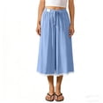 thumbnail image 4 of Dvprdro Capri Pants for Women Cotton Wide Leg Lace Hem Drawstring Elastic Waist Side Pockets Solid Loose Fit Summer Beach, 4 of 8