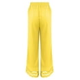 thumbnail image 4 of Yellow Linen Pants Women Summer 2025 New Women's Casual Loose Fitting Waist and Ankle Patchwork Lace Cotton and Linen Pants, 4 of 5
