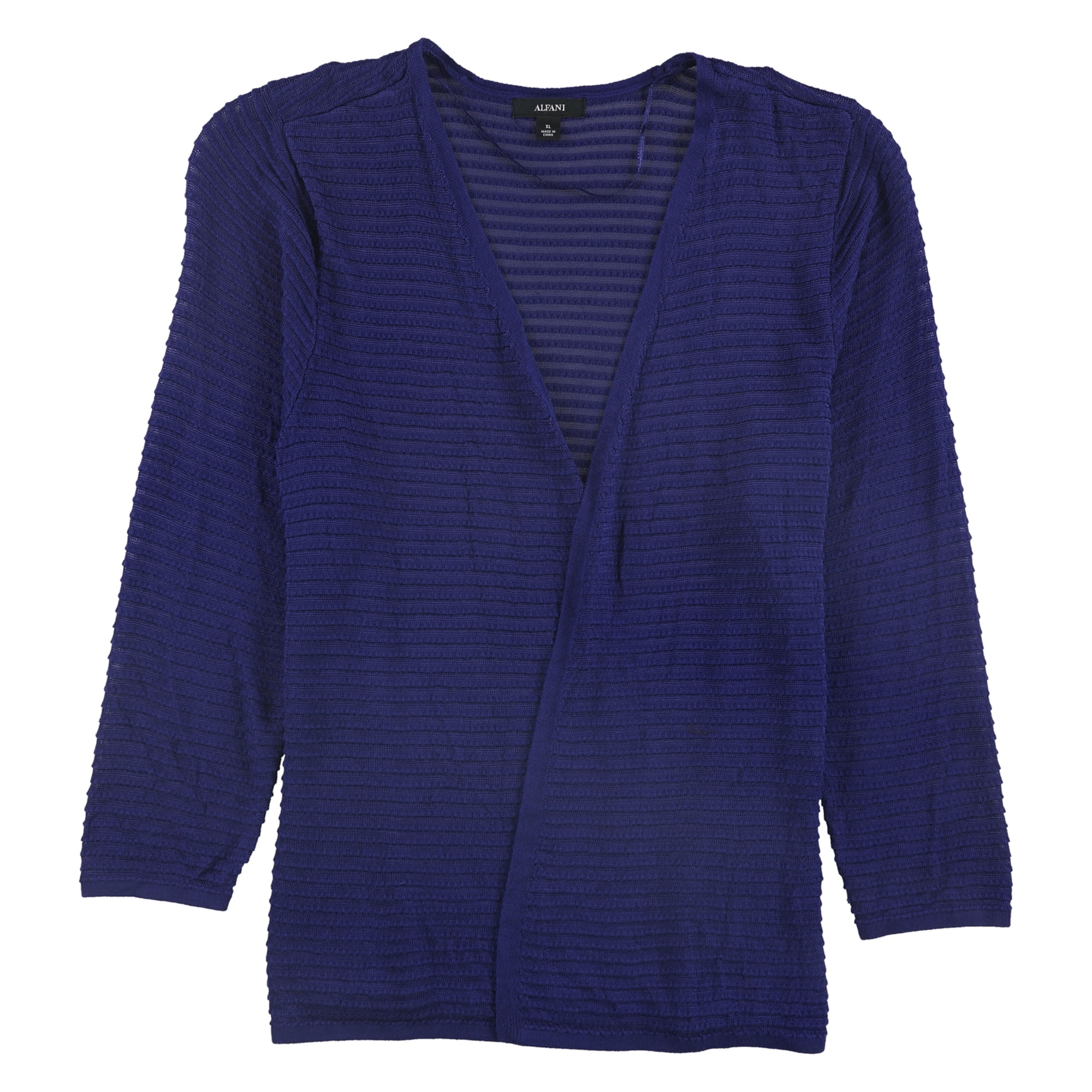 Alfani Womens Textured 3/4 Sleeve Cardigan Sweater, Blue, XX-Large