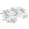 thumbnail image 6 of Muumblus U-Shaped Modular Sectional Sofa with 2 Movable Ottomans, Boneless Cloud Couch, No Assembly Sofa Set for Small Spaces, Living Room, Beige Corduroy, 6 of 7