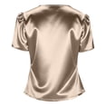 thumbnail image 4 of Miluxas Women's Satin Silk Blouses Wrap V Neck Puff Short Sleeve Shirts Casual office Work Tops Rose Gold XXL(XXL), 4 of 7