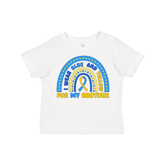 Inktastic I Wear Blue and Yellow for My Brother Down Syndrome Awareness Rainbow Boys or Girls Toddler T-Shirt