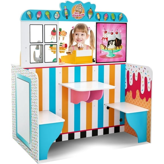 Lil' Jumbl Double-Sided Ice Cream Parlor Playset, Pretend Diner Set