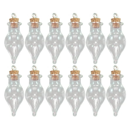 PTOOTP  32pcs Transparent Teardrop Glass Vials Mini Bottles for DIY Crafts Storage