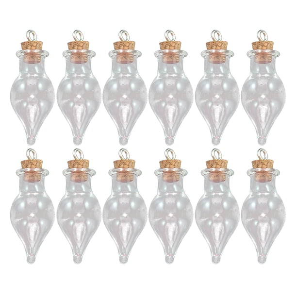 32 piezas mini botellas de vidrio con frascos de vidrio en forma de lágrima de corcho para manualidades de bricolaje