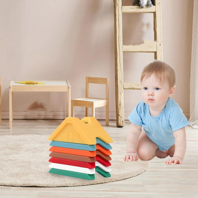 Juguetes apilables de silicona Montessori Yotijar Amarillo Juguetes apilables