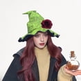 thumbnail image 4 of Yfalhf Halloween Twistable Witch Hat for Women, Transformable Curved Pointed Wizard Hat with Flower Decoration, Shiny Fabric Party Hat for Masquerade Theme Party,Red, 4 of 7
