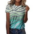 thumbnail image 1 of Gibobby Playera&nbsp;Moda Camiseta de manga corta con cuello redondo informal de verano para mujer（Glauco， M), 1 of 4