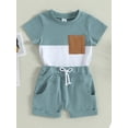thumbnail image 2 of Inevnen Toddler Baby Boy Clothes Short Sleeve T Shirt Top Boys Shorts with Pocket Summer Outfit 2Pcs Set, 2 of 8
