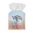 thumbnail image 2 of Psesaysky Decorative Tissue Box Cover Square with Ocean Sea Turtle Tissue Box Holder Waterproof PU Leather Modern Facial Organizer for Bathroom/Car/Office Home Decor, 2 of 7