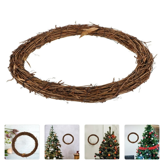 PAMINGONO 1Pcs Light Brown Oval Vine Wreath Frame for Diy Enthusiasts and Home Decor 12.6x11x1.2in