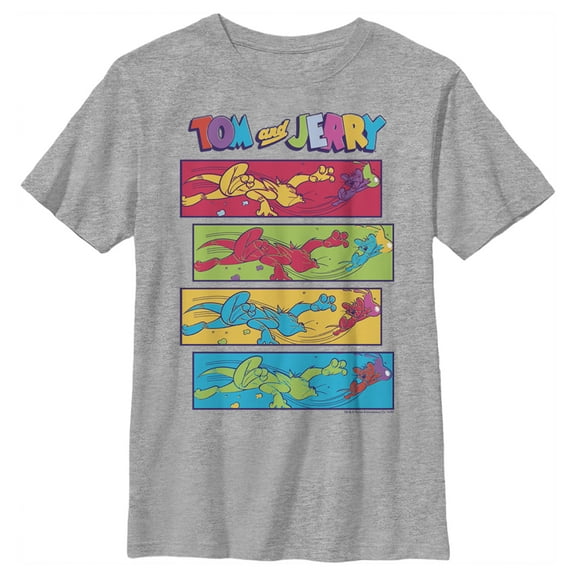 Boy's Tom and Jerry Action Panel Chase Graphic Tee Athletic Heather Medium