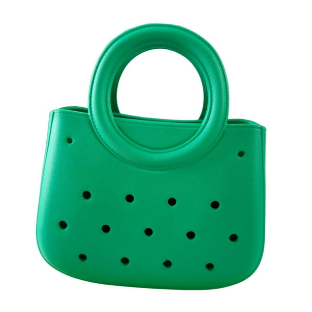 Bolsa de playa para mujeres Impermeable para el agua Pequeña bolsa Multipropósito de almacenamiento de verano con agujero Verde