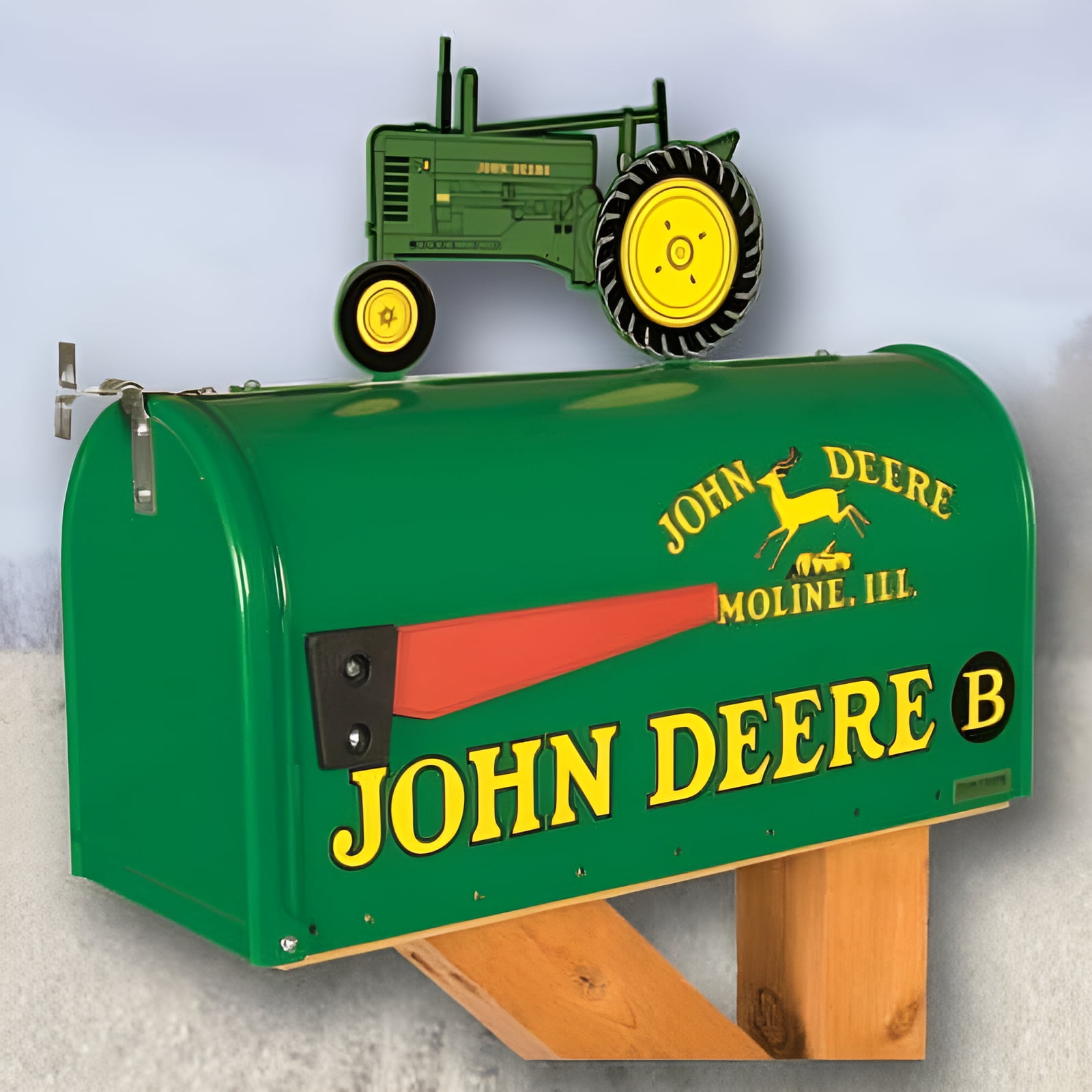 John Deere Model B - Rural Style Mailbox with Tractor Topper - LP10098