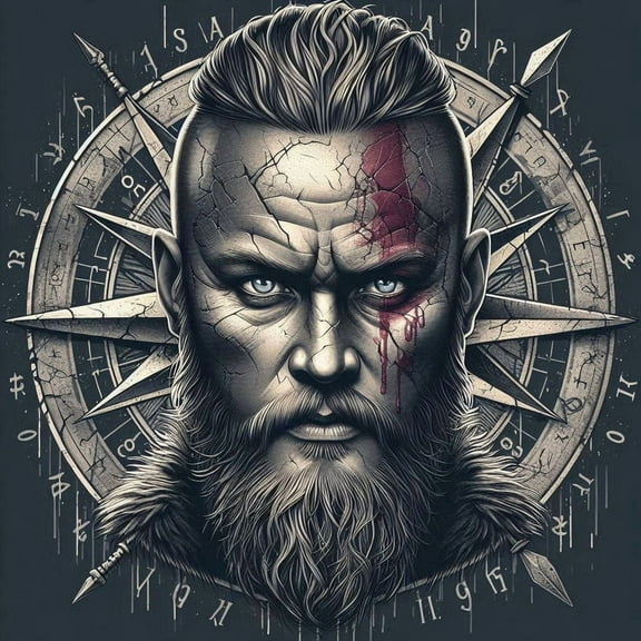 Viking Warrior DIY 5D Diamond Painting Set, round diamond embellishment art. Suitable for home wall decoration and gifts