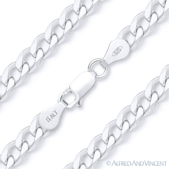 5.5mm Cuban / Curb Link Italian Chain Necklace in Solid .925 Sterling Silver