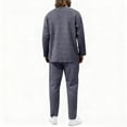 thumbnail image 4 of Nokdvo Men 2 Piece Outfits Fashion V Neck Baggy Jacquard Pullover Fall Winter Drawstring Solid Color Casual Long Sleeve Sweatsuits with Pockets,Gray 2XL, 4 of 5