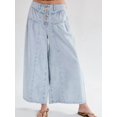 thumbnail image 6 of Womens Wide Leg Jeans Baggy Elastic Waist Button Boyfriend Casual Loose Denim Pants with Pockets Light Blue S, 6 of 8