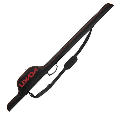 Lixada 63'' Fishing Pole Bag Portable Fishing Rod Case Folding Fishing Pole Holder Large Capacity Rod Tackle Organizer Storage Bag Softcase Red