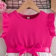 thumbnail image 5 of Dresses for Girls Butterflies Print Bowknot Ruffle Sleeves A Line Round Neck Dresses Toddler Dress Hot Pink 6-7 Years, 5 of 7