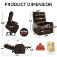 thumbnail image 2 of Newest Brown Leatheraire Dual Motor Infinite Position Up to 350 LBS Power Lift Recliner Chair with Power-Remote, Heat Massage , Heavy Duty Motion Mechanism, 2 of 9