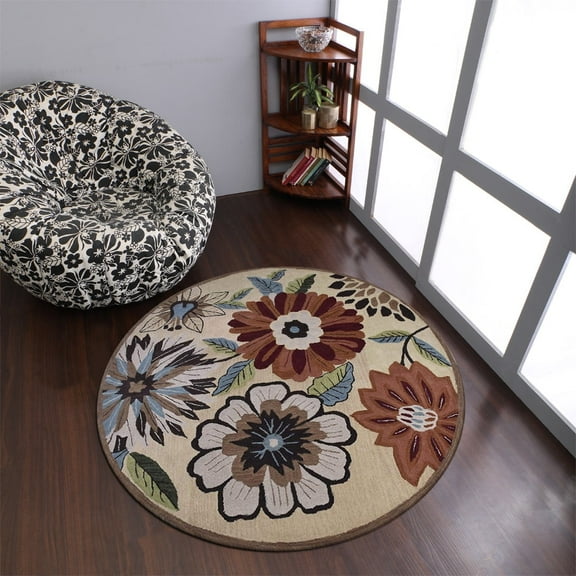 Rugsotic Carpets Hand Tufted Wool Eco-Friendly Area Rugs - 8'x8', Round, Cream, Modern Contemporary Design, High Pile Handmade Anti Skid Rugs for Living Room, Bed Room (K03066)