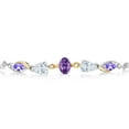thumbnail image 2 of Gem Stone King 925 Silver and 10K Yellow Gold Amethyst White Moissanite Blue Tanzanite and Lab Grown Diamond Tennis Bracelet for Women By Keren Hanan (1.55 cttw, Adjustable up To 9 inch), 2 of 3