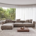 thumbnail image 4 of Magic Home Convertible Sectional Sofa Modular Couch,L-Shaped Modern Corduroy Sofa with Pillows for Living Room,Apartment and Small Space,3-Seat Sofa with one Ottoman,Brown, 4 of 14